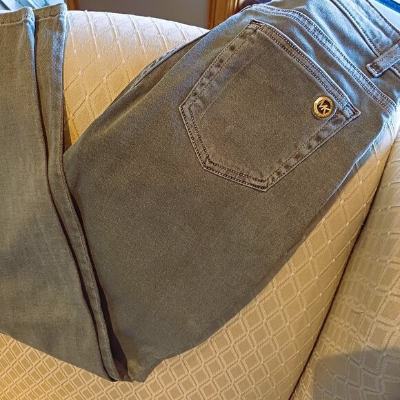 MK Michael Kors Olive Safari Khaki Green Jeans Sz 8 Mid rise skinny EUC - Picture 3 of 10